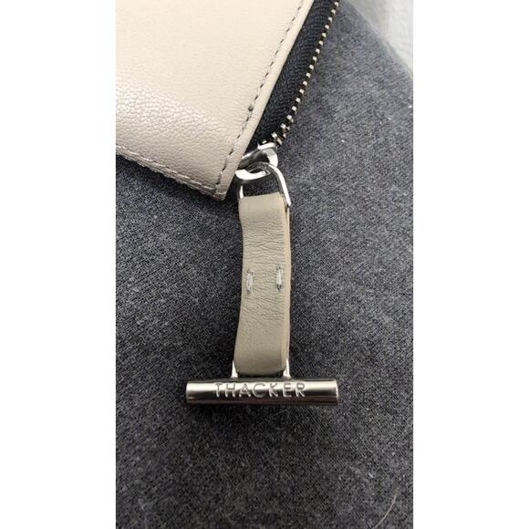 Thacker Camila taupe gray plain basic single zip clutch wallet - Picture 6 of 7